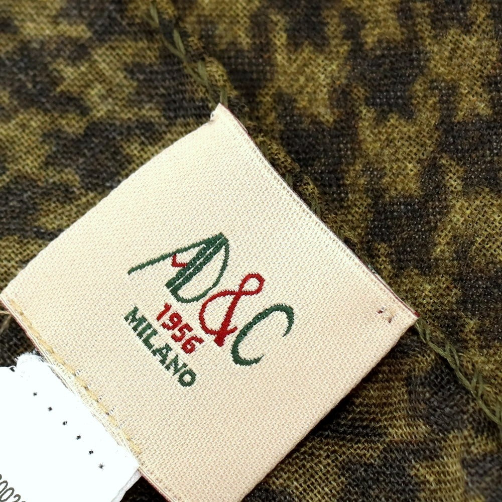 【新品】アーディーアンドシー AD&amp;C 1956 ウール ハウンドトゥース プリント ストール ダークオリーブ【 F 】【 状態ランクN 】【 メンズ 】