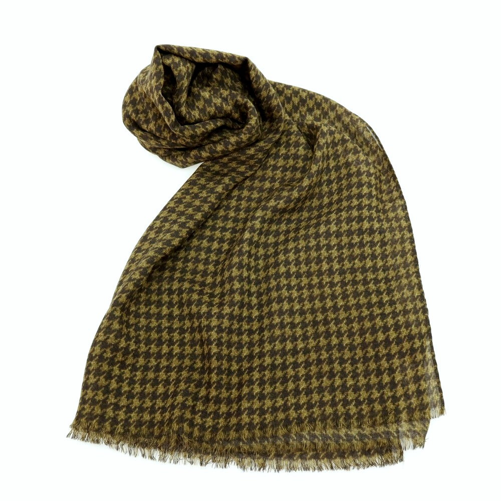 【新品】アーディーアンドシー AD&amp;C 1956 ウール ハウンドトゥース プリント ストール ダークオリーブ【サイズF】【 状態ランクN 】【 メンズ 】[CPD]