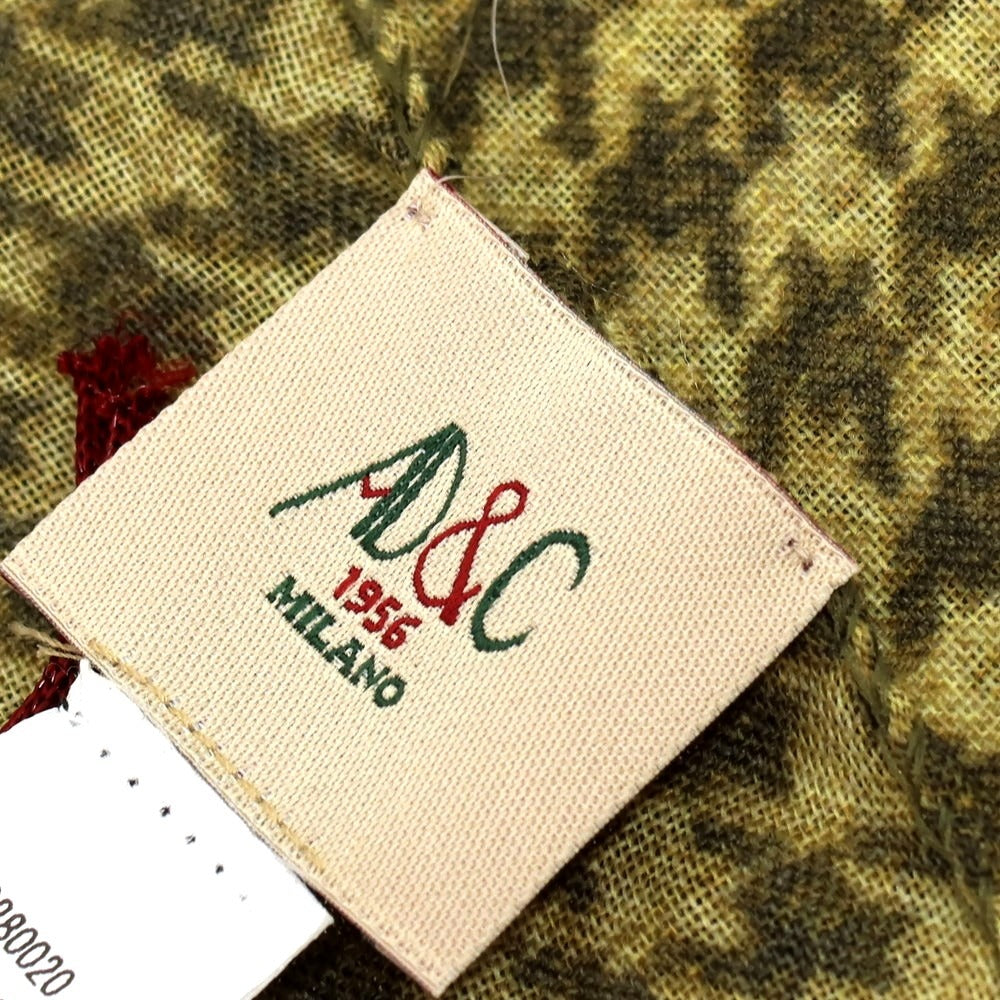 【新品】アーディーアンドシー AD&amp;C 1956 ウール ハウンドトゥース プリント ストール ライトオリーブ【サイズF】【 状態ランクN 】【 メンズ 】[CPD]