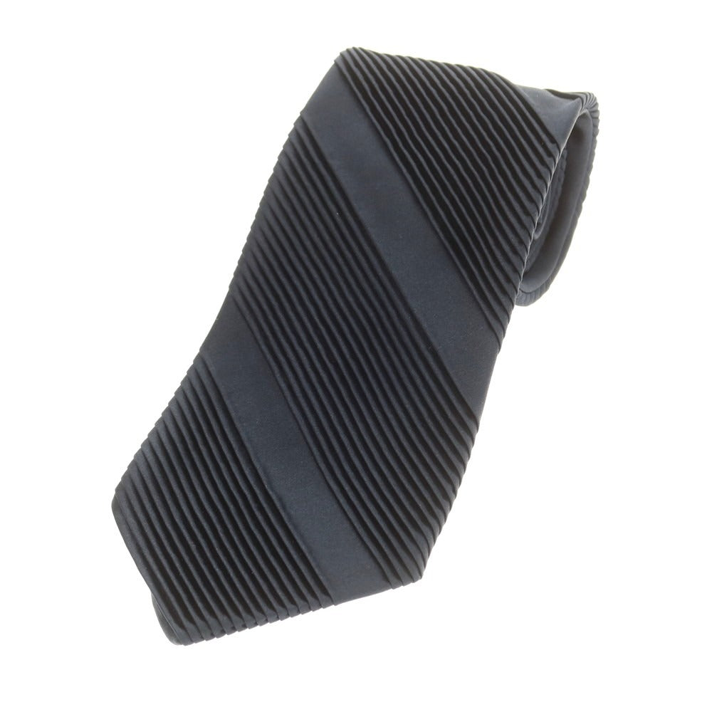 【新品】ステファノリッチ STEFANO RICCI シルク プリーツ 無地ネクタイ ダークネイビー【 状態ランクN 】【 メンズ 】