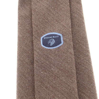 【新品】ステファノリッチ STEFANO RICCI カシミヤウール 無地ネクタイ アッシュブラウン【 状態ランクN 】【 メンズ 】