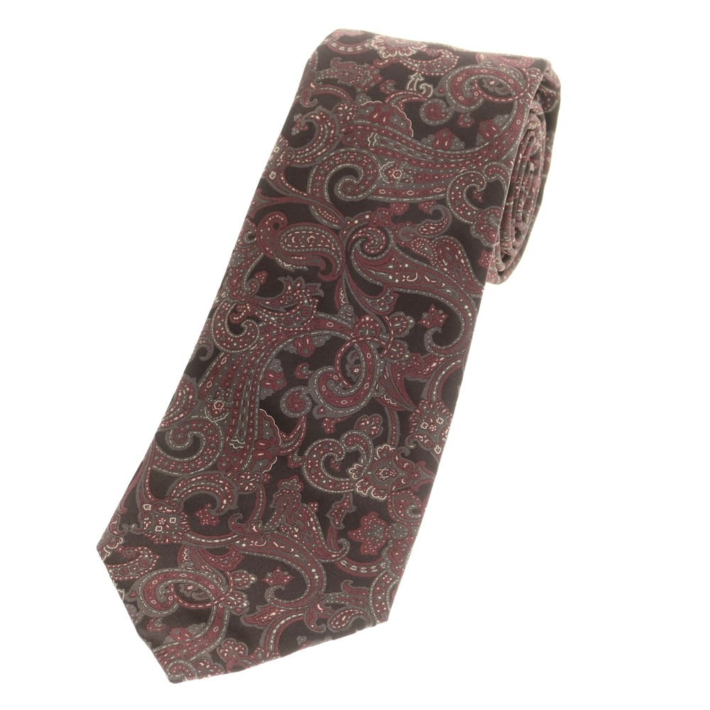 【新品】ステファノリッチ STEFANO RICCI シルク ペイズリー柄ネクタイ ブラックxワイン【 状態ランクN 】【 メンズ 】