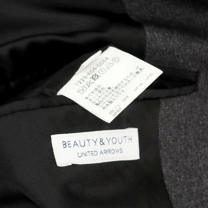 【中古】ビューティアンドユースユナイテッドアローズ BEAUTY&amp;YOUTH UNITED ARROWS ポリエステル イージー 2つボタンスーツ グレー【 L 】【 状態ランクB 】【 メンズ 】