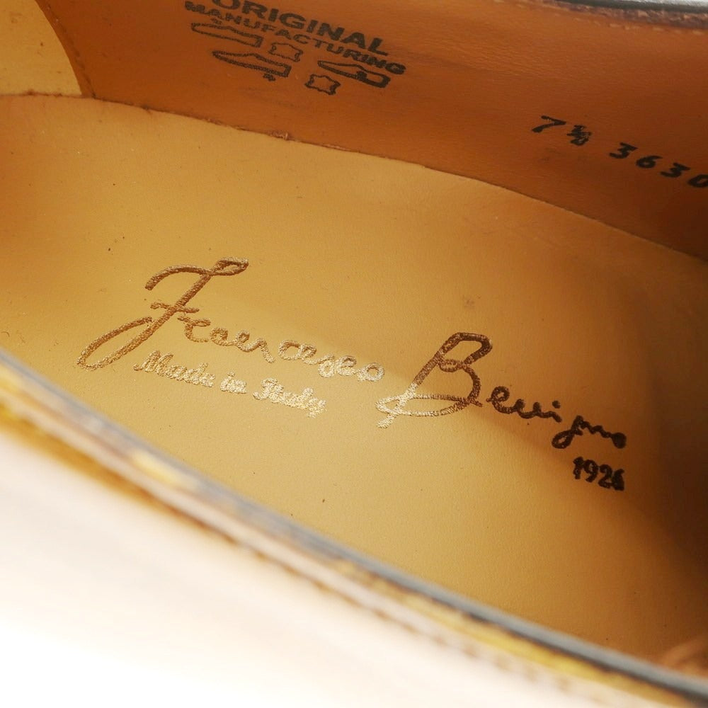 【中古】【未使用】フランチェスコ ベニーニョ FRANCESCO BENIGNO プレーントゥ ドレスシューズ イエローブラウン【 7 1/2 】【 状態ランクS 】【 メンズ 】