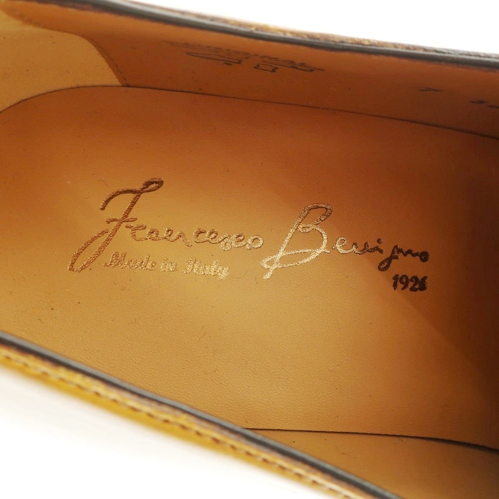 【中古】【未使用】フランチェスコ ベニーニョ FRANCESCO BENIGNO プレーントゥ ドレスシューズ イエローブラウン【 7 】【 状態ランクS 】【 メンズ 】