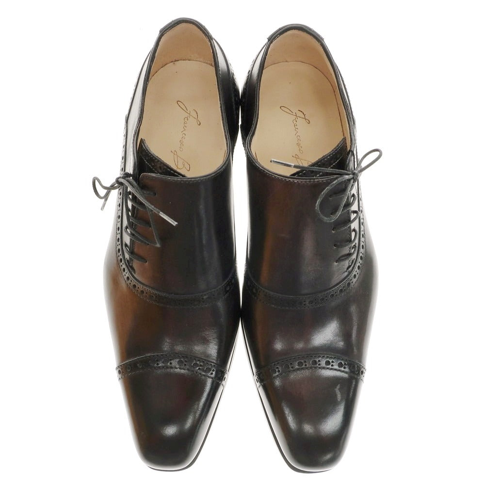 【中古】【未使用】フランチェスコ ベニーニョ FRANCESCO BENIGNO サイドレース ドレスシューズ ブラックグレー【 6 1/2 】【 状態ランクS 】【 メンズ 】