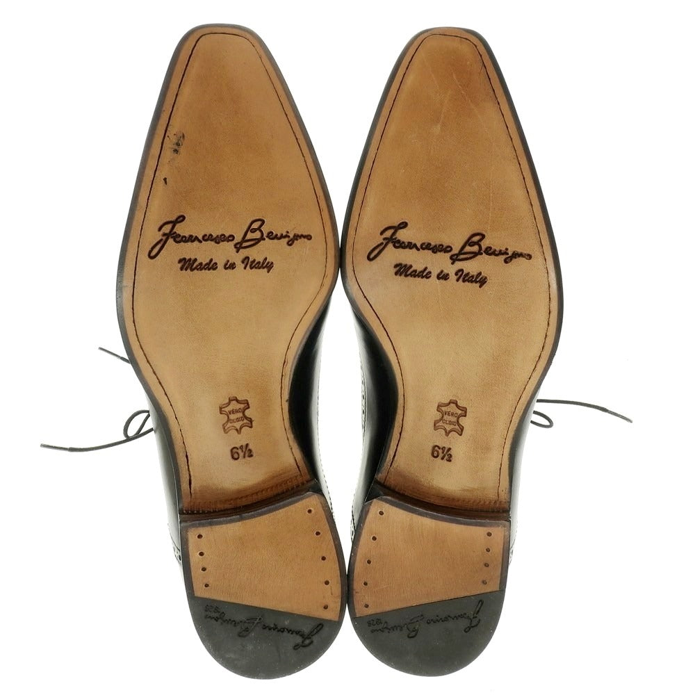 【中古】【未使用】フランチェスコ ベニーニョ FRANCESCO BENIGNO サイドレース ドレスシューズ ブラックグレー【 6 1/2 】【 状態ランクS 】【 メンズ 】