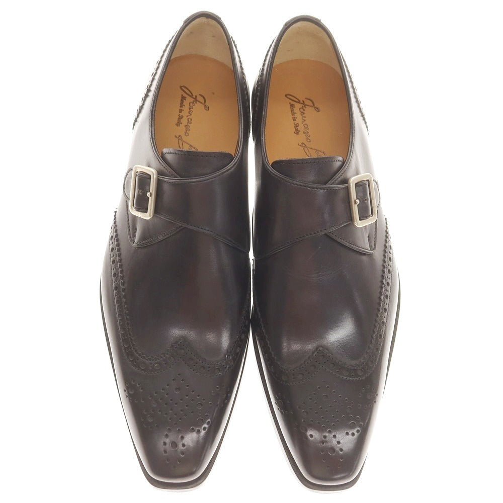 【中古】【未使用】フランチェスコ ベニーニョ FRANCESCO BENIGNO シングルモンク ドレスシューズ ブラックネイビー【 6 1/2 】【 状態ランクS 】【 メンズ 】
