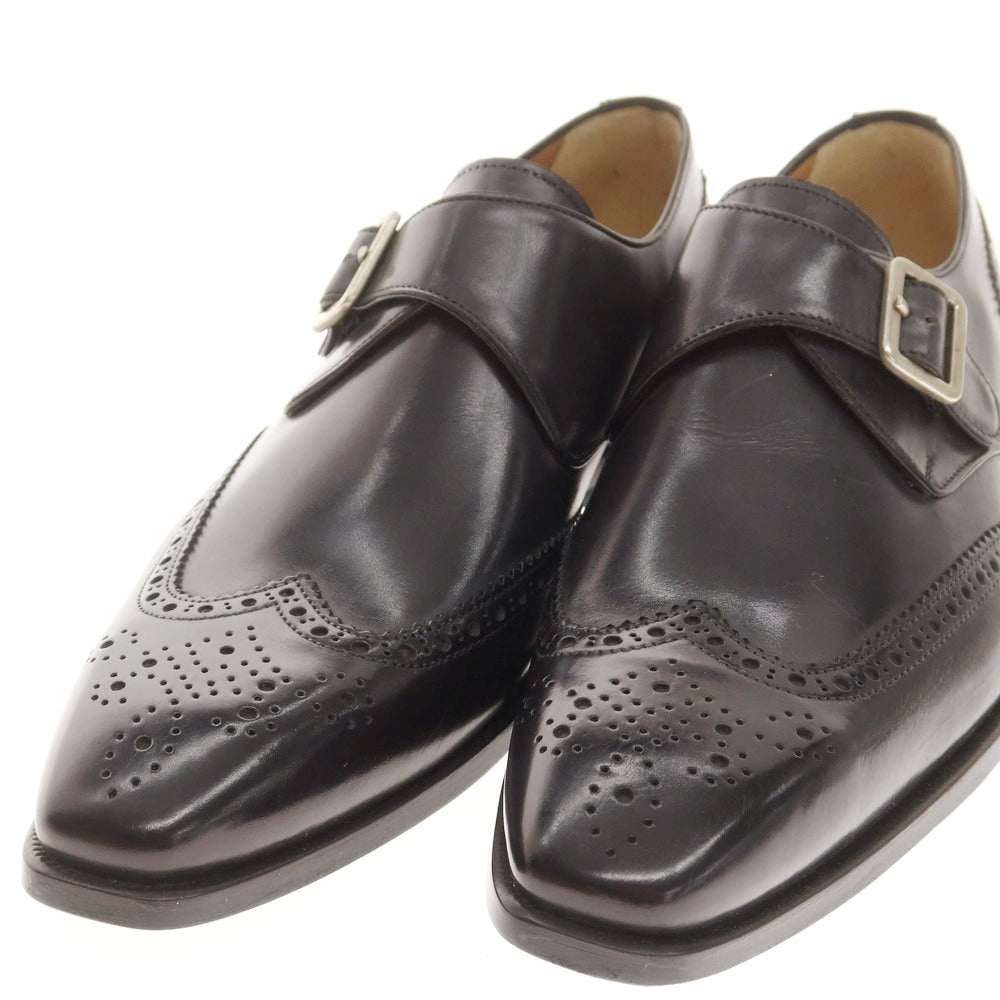 【中古】【未使用】フランチェスコ ベニーニョ FRANCESCO BENIGNO シングルモンク ドレスシューズ ブラックネイビー【 6 1/2 】【 状態ランクS 】【 メンズ 】