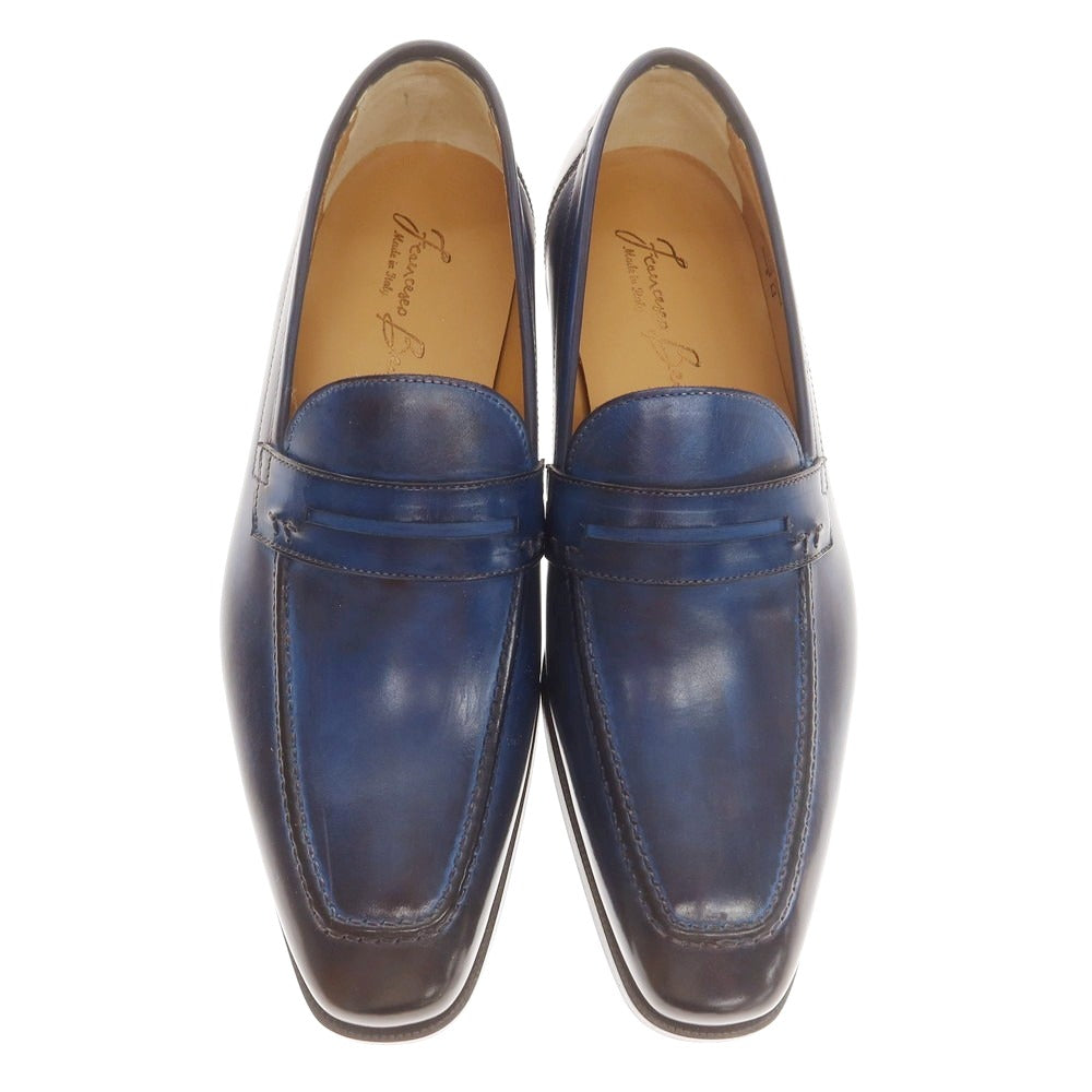 【中古】【未使用】フランチェスコ ベニーニョ FRANCESCO BENIGNO コインローファー ダークブルー【 6 】【 状態ランクS 】【 メンズ 】
