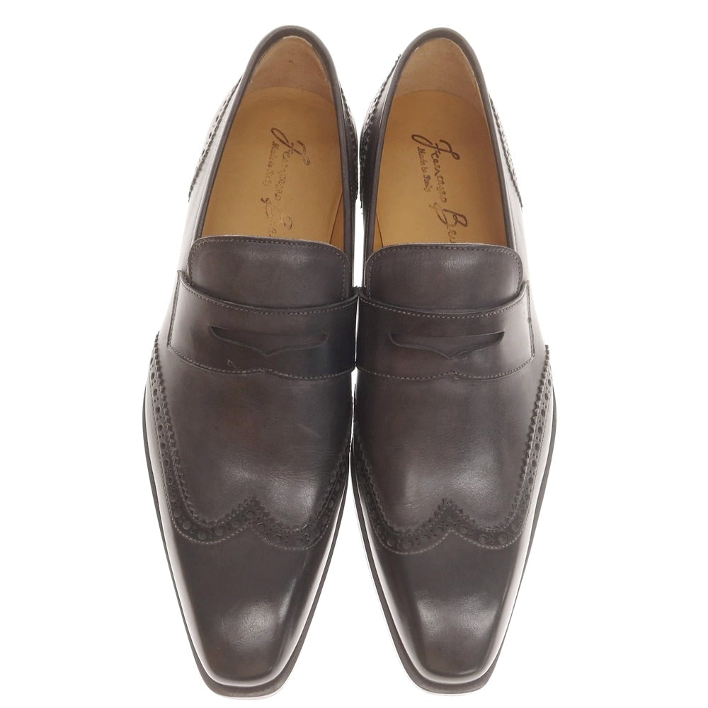 【中古】フランチェスコ ベニーニョ FRANCESCO BENIGNO ウイングチップ コインローファー ダークグレー【 7 】【 状態ランクA 】【 メンズ 】