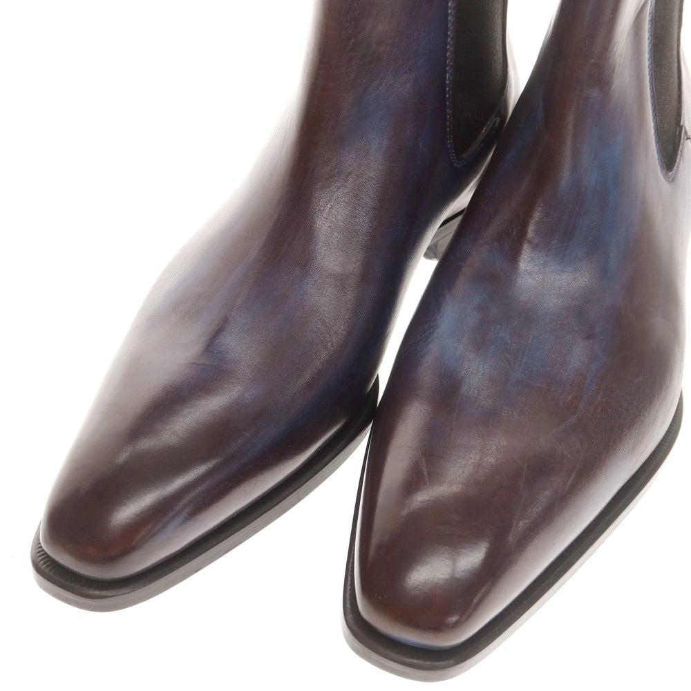【中古】フランチェスコ ベニーニョ FRANCESCO BENIGNO サイドゴアブーツ ブルーxワイン【 7 1/2 】【 状態ランクA 】【 メンズ 】