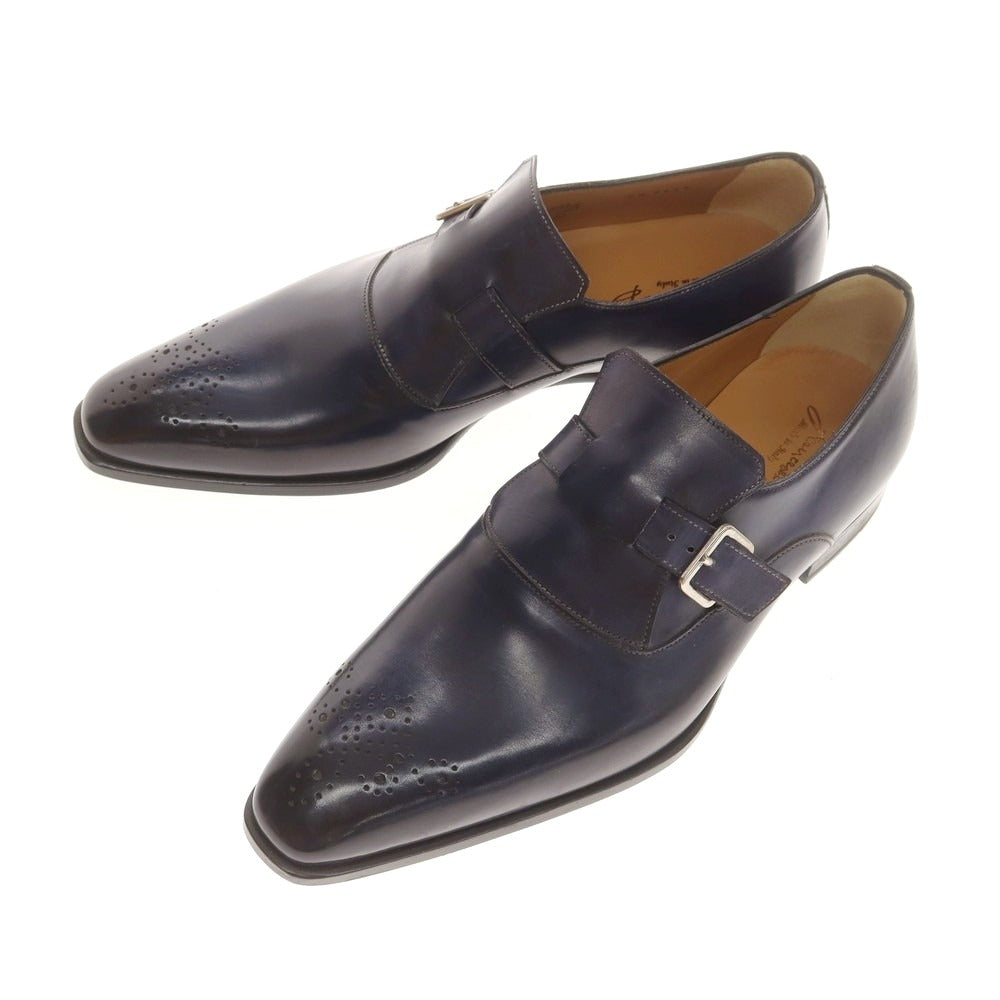 【中古】【未使用】フランチェスコ ベニーニョ FRANCESCO BENIGNO シングルモンク ドレスシューズ ダークネイビー【 7 1/2 】【 状態ランクS 】【 メンズ 】