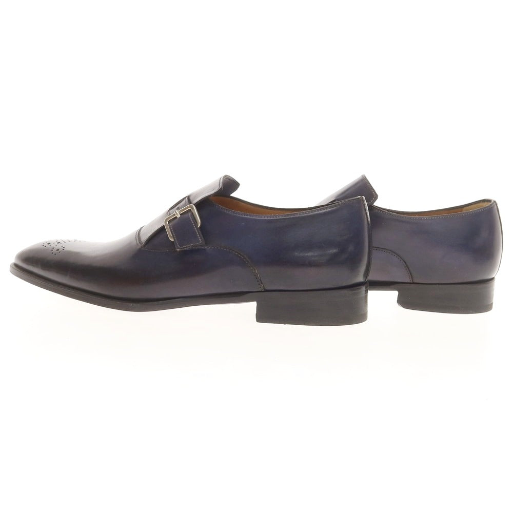 【中古】【未使用】フランチェスコ ベニーニョ FRANCESCO BENIGNO シングルモンク ドレスシューズ ダークネイビー【 7 1/2 】【 状態ランクS 】【 メンズ 】