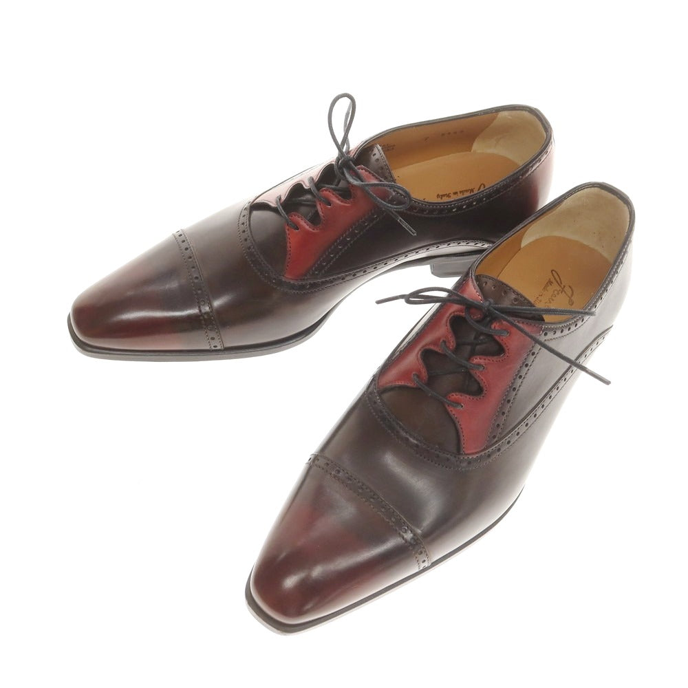 【中古】【未使用】フランチェスコ ベニーニョ FRANCESCO BENIGNO ストレートチップ ドレスシューズ ダークブラウンxレッド【 7 】【 状態ランクS 】【 メンズ 】