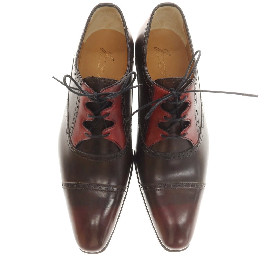 【中古】【未使用】フランチェスコ ベニーニョ FRANCESCO BENIGNO ストレートチップ ドレスシューズ ダークブラウンxレッド【 7 】【 状態ランクS 】【 メンズ 】
