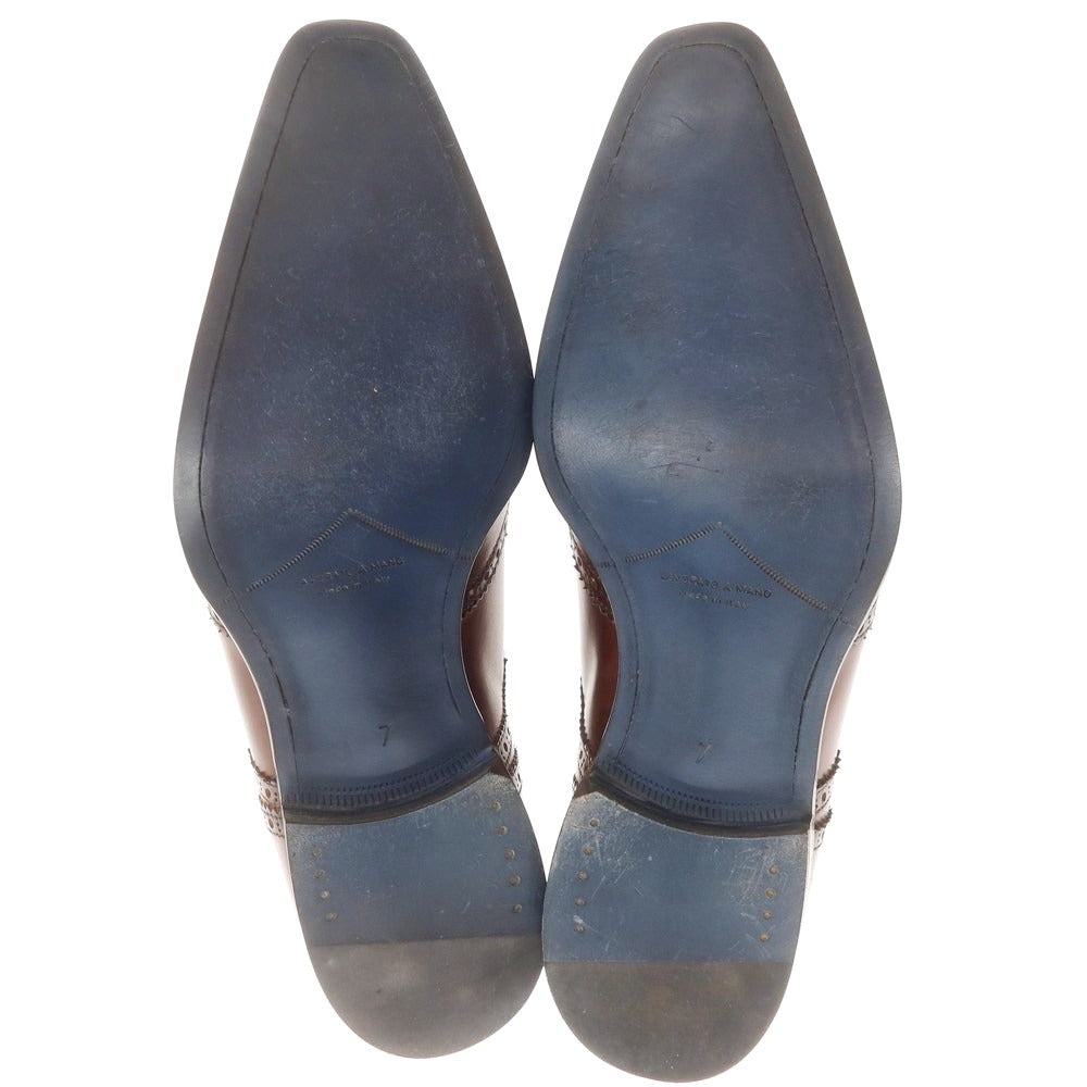 【中古】【未使用】フランチェスコ ベニーニョ FRANCESCO BENIGNO ウイングチップ ドレスシューズ ブラウン【 7 】【 状態ランクS 】【 メンズ 】