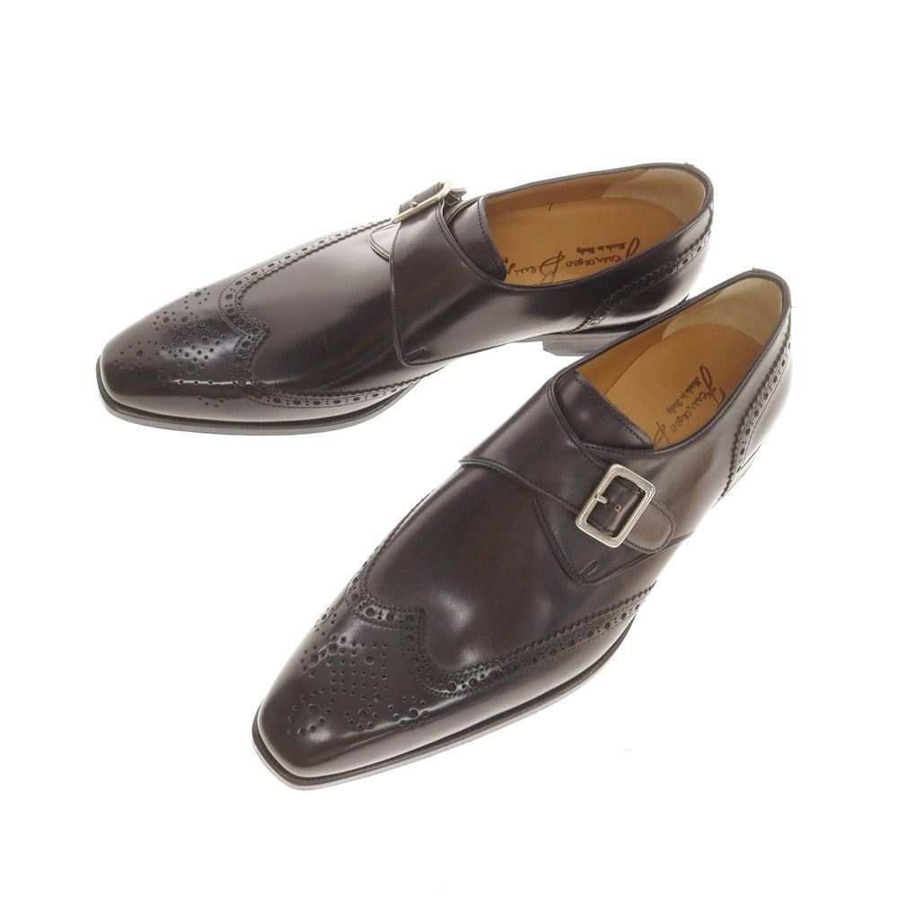 【中古】【未使用】フランチェスコ ベニーニョ FRANCESCO BENIGNO ウイングチップ シングルモンク ドレスシューズ ブラックネイビー【 7 】【 状態ランクS 】【 メンズ 】
