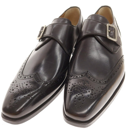 【中古】【未使用】フランチェスコ ベニーニョ FRANCESCO BENIGNO ウイングチップ シングルモンク ドレスシューズ ブラックネイビー【 7 】【 状態ランクS 】【 メンズ 】