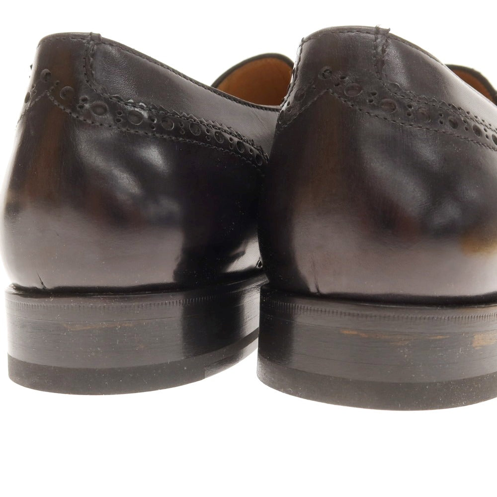 【中古】【未使用】フランチェスコ ベニーニョ FRANCESCO BENIGNO ウイングチップ シングルモンク ドレスシューズ ブラックネイビー【 7 】【 状態ランクS 】【 メンズ 】