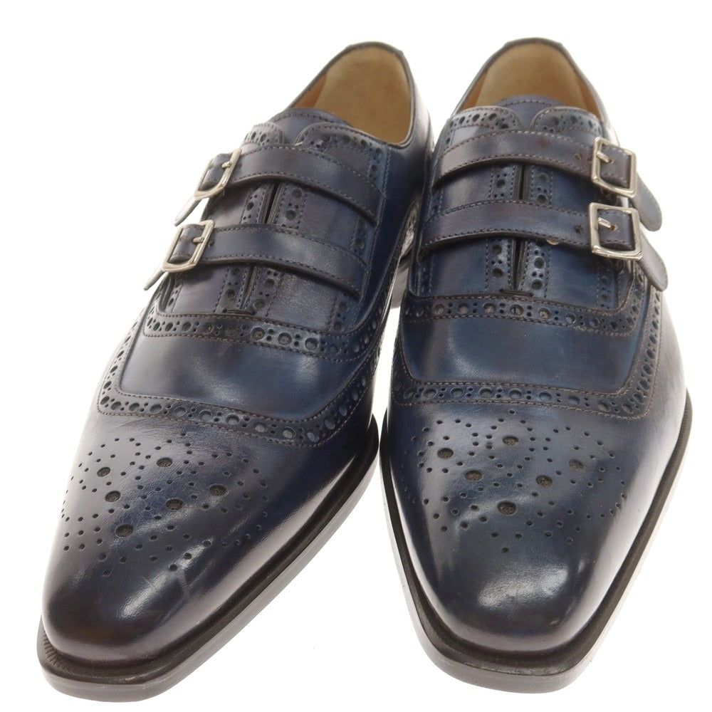 【中古】フランチェスコ ベニーニョ FRANCESCO BENIGNO ダブルモンク ドレスシューズ ネイビー【 7 】【 状態ランクA 】【 メンズ 】