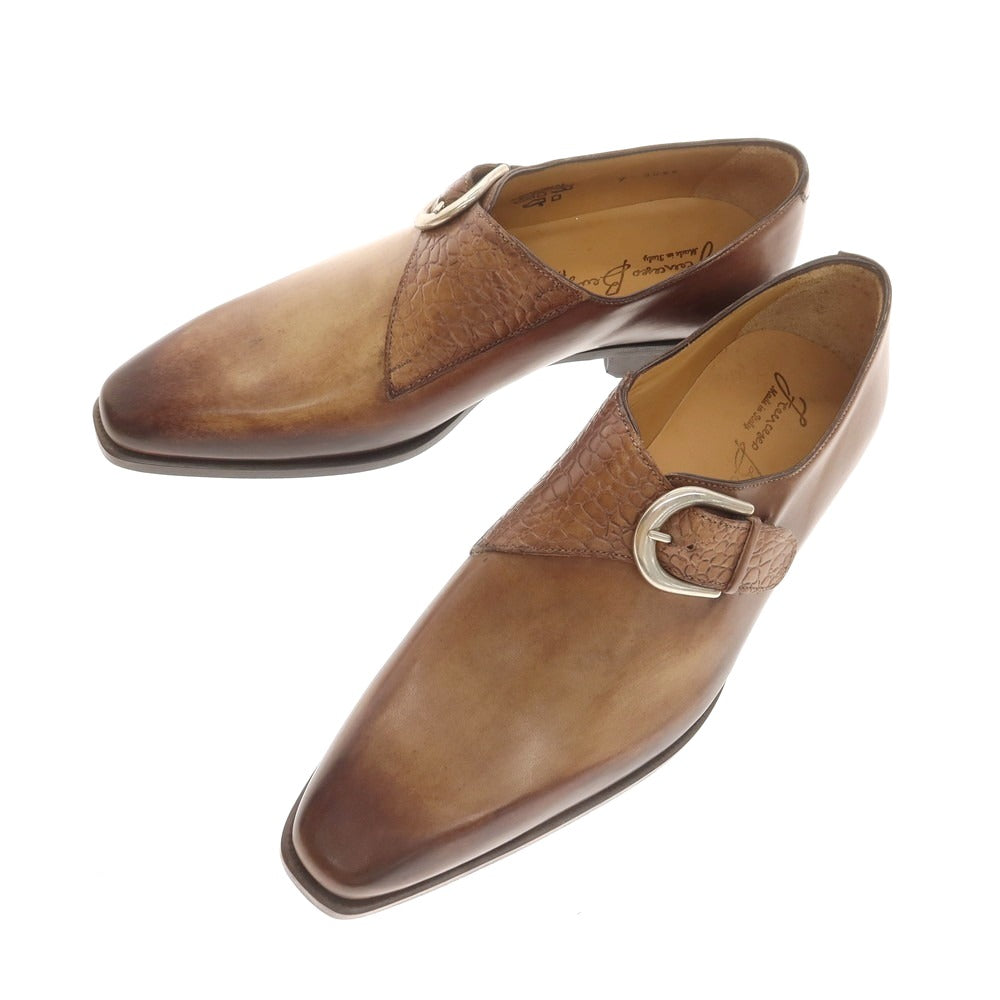 【中古】フランチェスコ ベニーニョ FRANCESCO BENIGNO シングルモンク ドレスシューズ ベージュxブラウン【 7 】【 状態ランクA 】【 メンズ 】