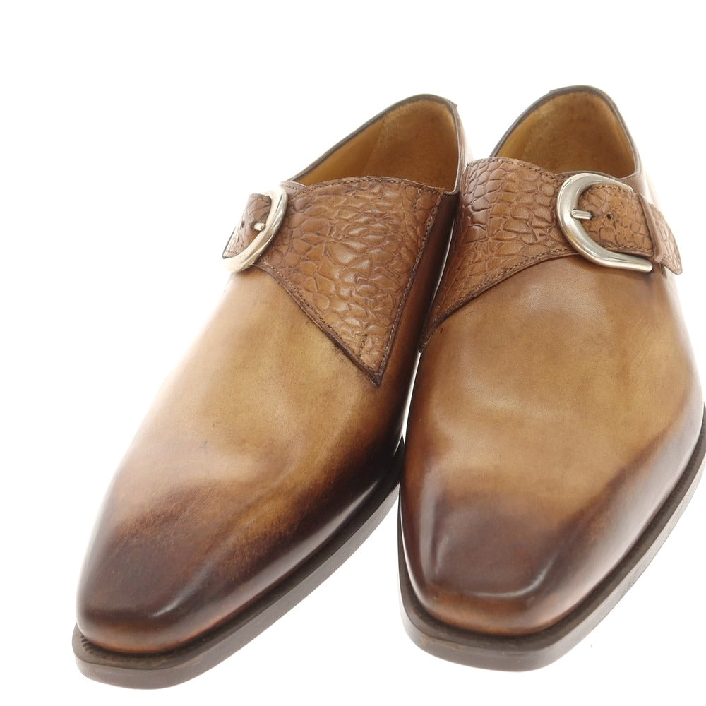 【中古】フランチェスコ ベニーニョ FRANCESCO BENIGNO シングルモンク ドレスシューズ ベージュxブラウン【 7 】【 状態ランクA 】【 メンズ 】