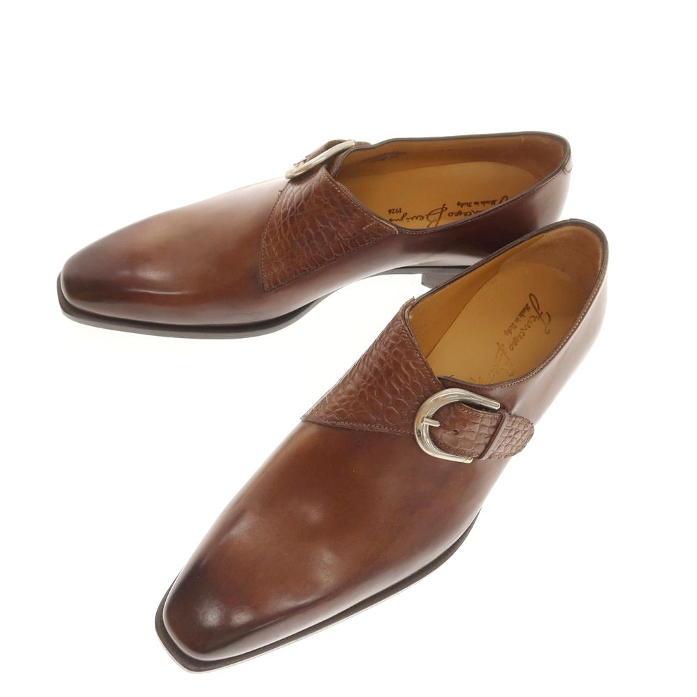 【中古】フランチェスコ ベニーニョ FRANCESCO BENIGNO シングルモンク ドレスシューズ ブラウン【 7 1/2 】【 状態ランクS 】【 メンズ 】