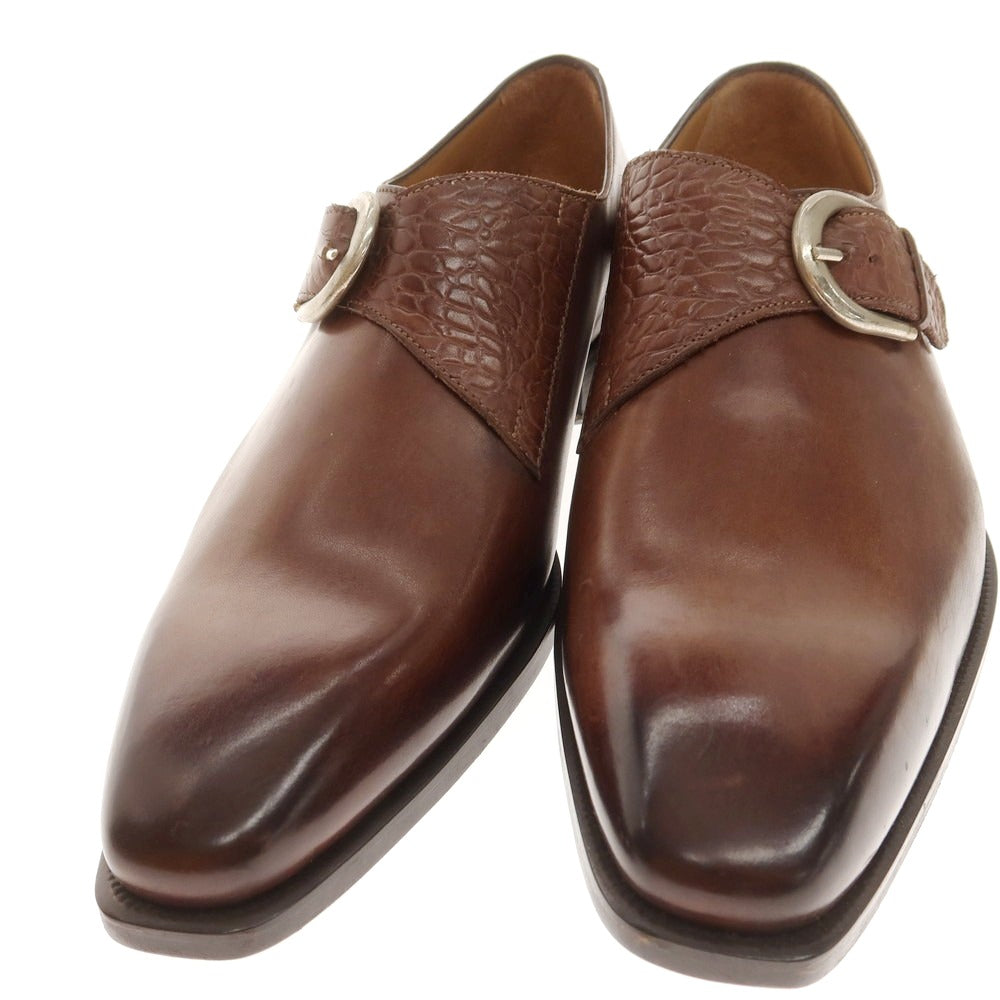 【中古】フランチェスコ ベニーニョ FRANCESCO BENIGNO シングルモンク ドレスシューズ ブラウン【 7 1/2 】【 状態ランクS 】【 メンズ 】