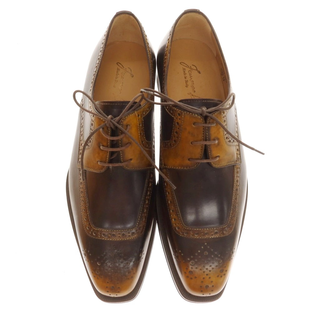 【中古】【未使用】フランチェスコ ベニーニョ FRANCESCO BENIGNO ドレスシューズ ブラックxブラウンカーキ【 6 1/2 】【 状態ランクS 】【 メンズ 】