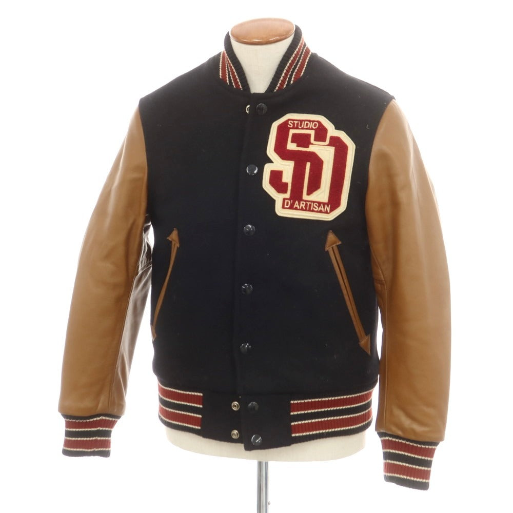 【中古】ステュディオダルチザン STUDIO D’ARTISAN ウール×ホースレザー スタジャン ブラックxライトブラウン【 38 】【 状態ランクC 】【 メンズ 】