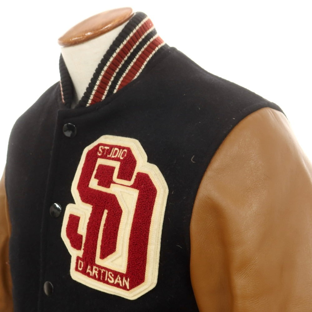 【中古】ステュディオダルチザン STUDIO D’ARTISAN ウール×ホースレザー スタジャン ブラックxライトブラウン【 38 】【 状態ランクC 】【 メンズ 】