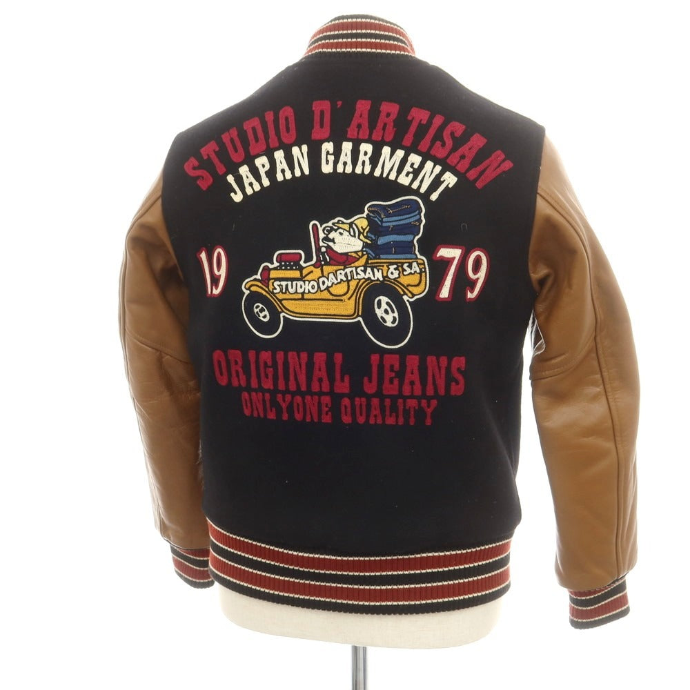 【中古】ステュディオダルチザン STUDIO D’ARTISAN ウール×ホースレザー スタジャン ブラックxライトブラウン【 38 】【 状態ランクC 】【 メンズ 】