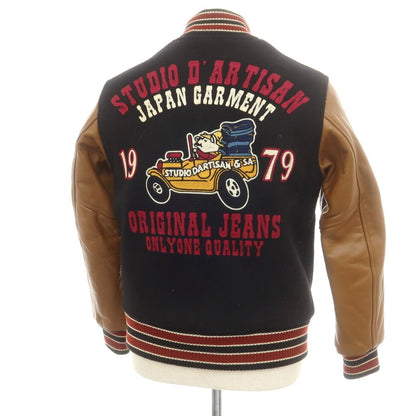 【中古】ステュディオダルチザン STUDIO D’ARTISAN ウール×ホースレザー スタジャン ブラックxライトブラウン【 38 】【 状態ランクC 】【 メンズ 】