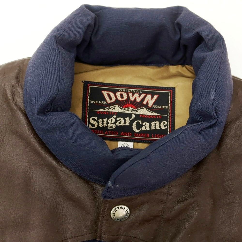 【中古】シュガーケーン SUGAR CANE コットンナイロン ダウンベスト ライトネイビーxブラウン【 M 】【 状態ランクC 】【 メンズ 】