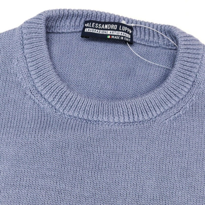 【中古】アレッサンドロルッピ Alessandro Luppi コットン クルーネック 半袖 プルオーバーニット スマルトブルー系【 44 】【 状態ランクB 】【 メンズ 】