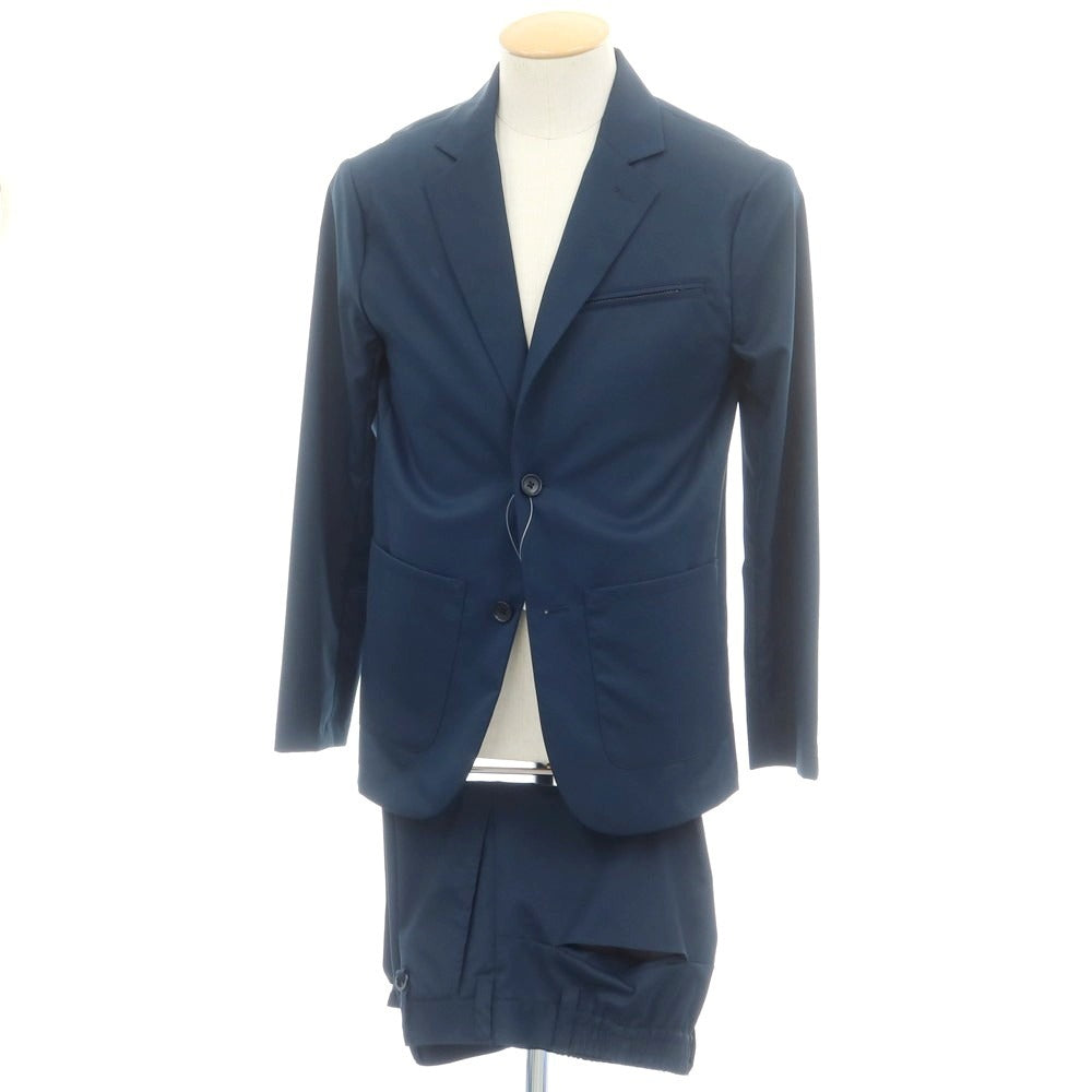 【中古】ダブリューダブリューエス WWS WORK WEAR SUIT ポリエステル 2つボタンスーツ ダークブルーグリーン【 サイズ上S/下M 】【 状態ランクB 】【 メンズ 】 [CPD]
