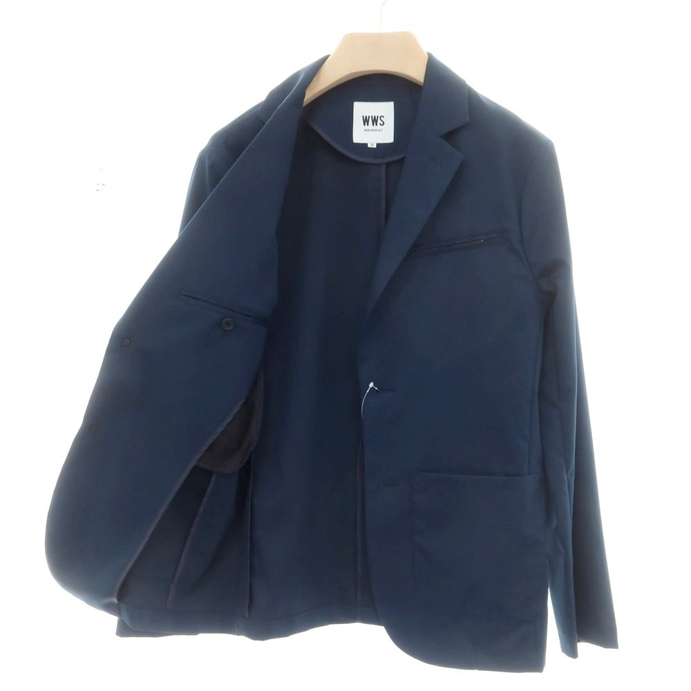 【中古】ダブリューダブリューエス WWS WORK WEAR SUIT ポリエステル 2つボタンスーツ ダークブルーグリーン【 サイズ上S/下M 】【 状態ランクB 】【 メンズ 】 [CPD]