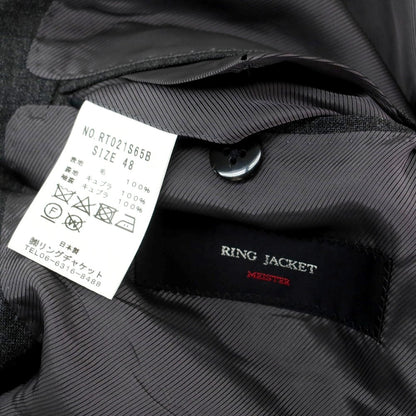 【中古】リングヂャケット RING JACKET MEISTER ウール 3つボタンスーツ ダークグレー【 48 】【 状態ランクC 】【 メンズ 】