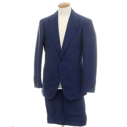 【中古】リングヂャケット RING JACKET MEISTER モヘヤ 3つボタンスーツ ネイビー【 48 】【 状態ランクB 】【 メンズ 】