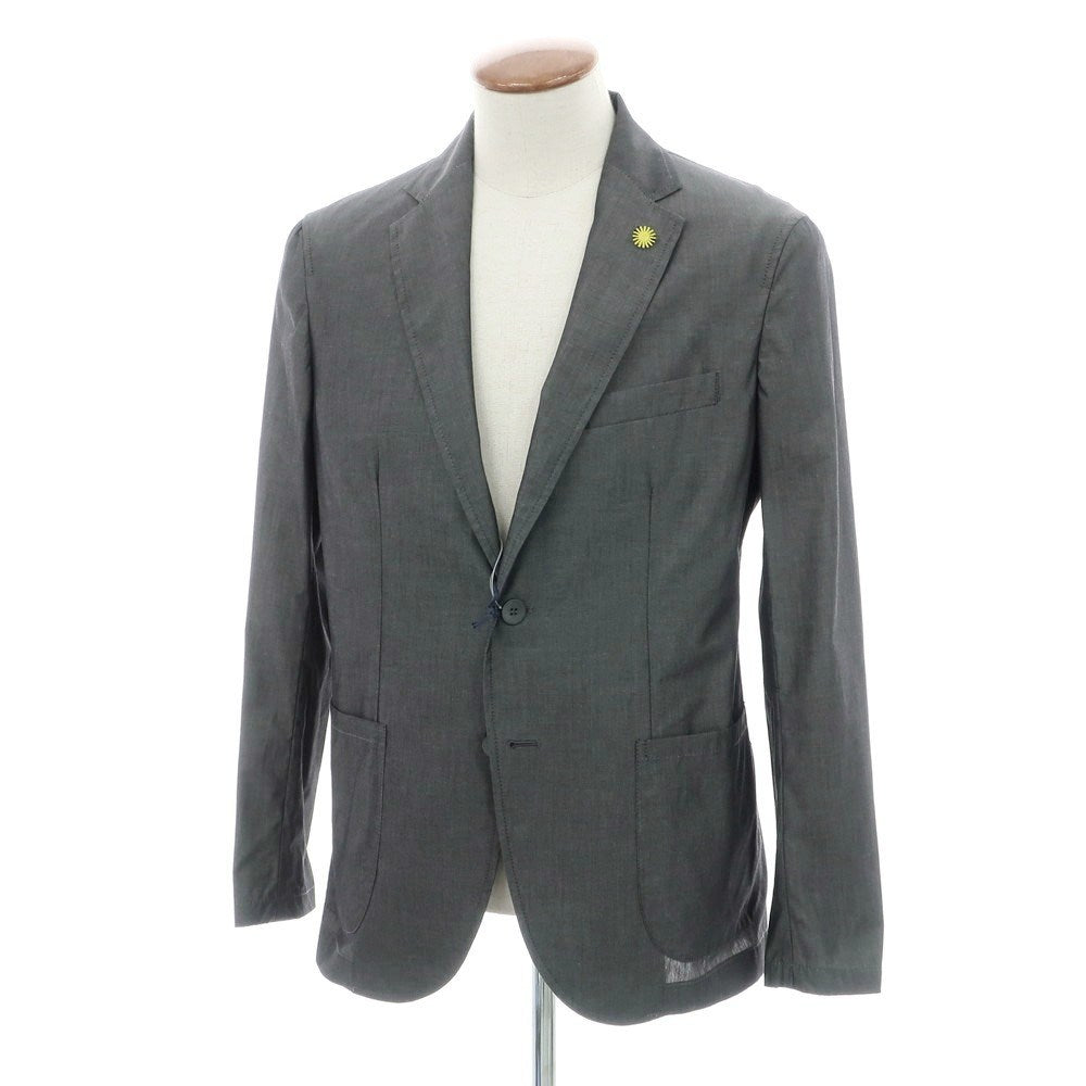 【中古】ジャンネット giannetto シャンブレーコットン カジュアルジャケット ダークグレー【 48 】【 状態ランクB 】【 メンズ 】