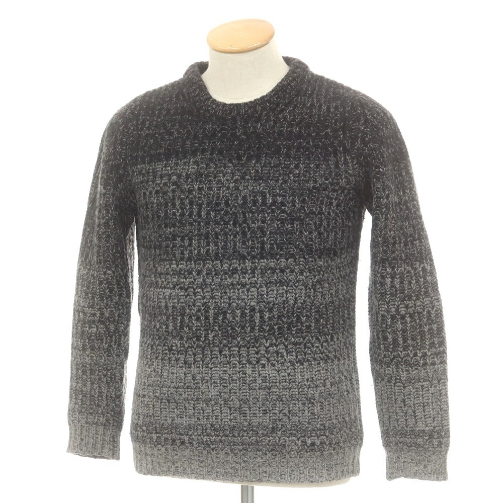 【中古】バフィー BAFY ウール クルーネック プルオーバーニット ブラックxグレー【 44 】【 状態ランクC 】【 メンズ 】