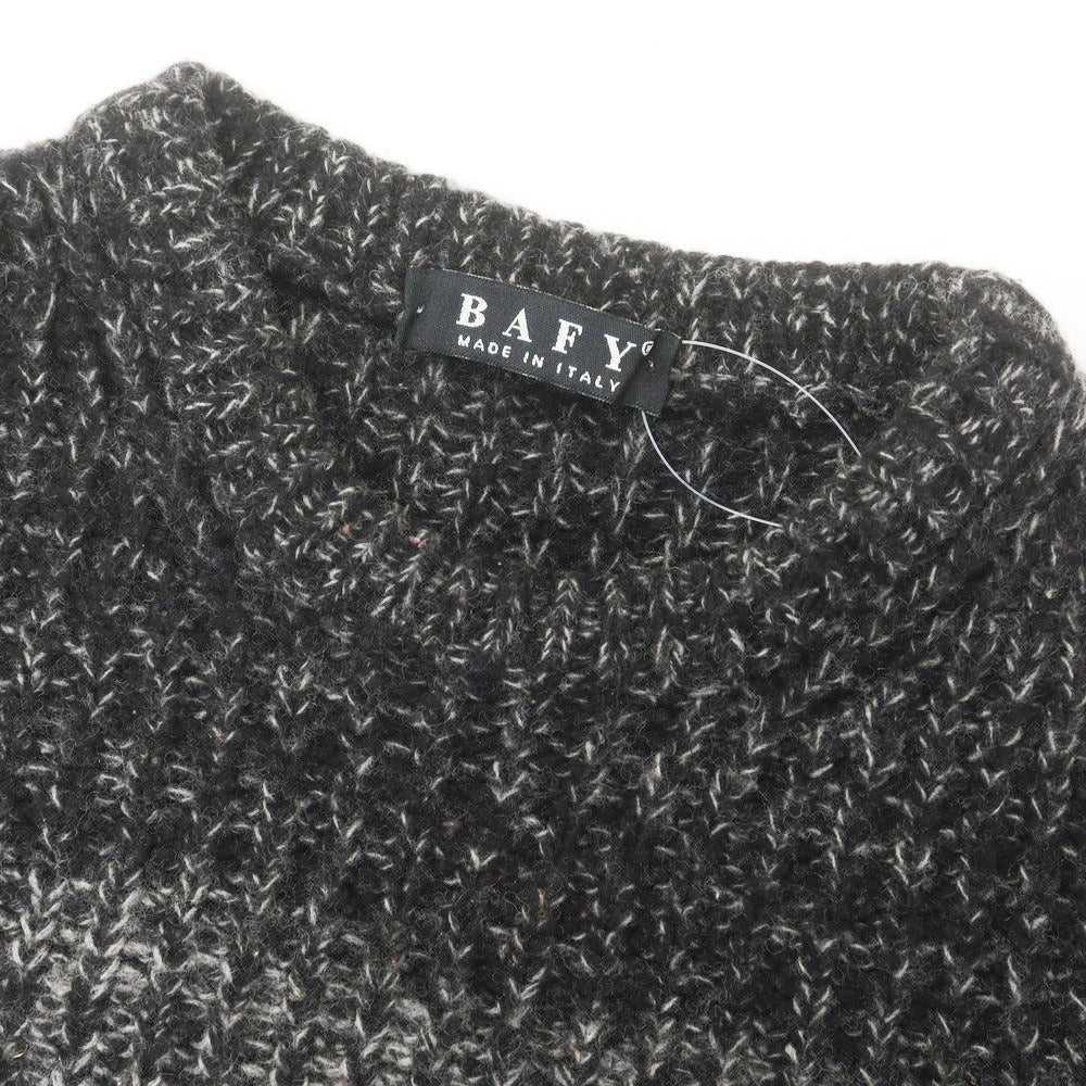 【中古】バフィー BAFY ウール クルーネック プルオーバーニット ブラックxグレー【 44 】【 状態ランクC 】【 メンズ 】
