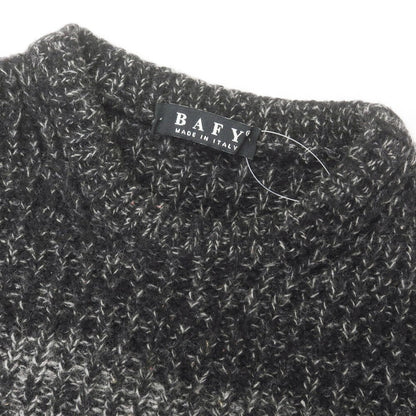 【中古】バフィー BAFY ウール クルーネック プルオーバーニット ブラックxグレー【 44 】【 状態ランクC 】【 メンズ 】