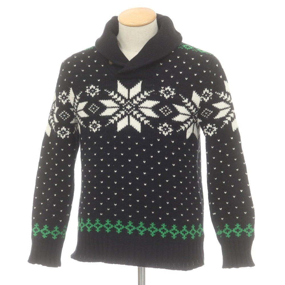 【中古】ポロ ラルフローレン Polo Ralph Lauren コットンアンゴラカシミヤ ショールカラー プルオーバーニット ブラック【 XS 】【 状態ランクC 】【 メンズ 】