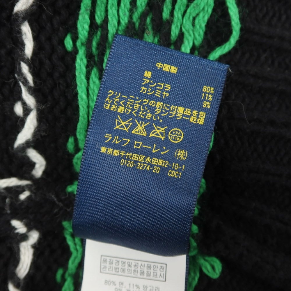 【中古】ポロ ラルフローレン Polo Ralph Lauren コットンアンゴラカシミヤ ショールカラー プルオーバーニット ブラック【 XS 】【 状態ランクC 】【 メンズ 】