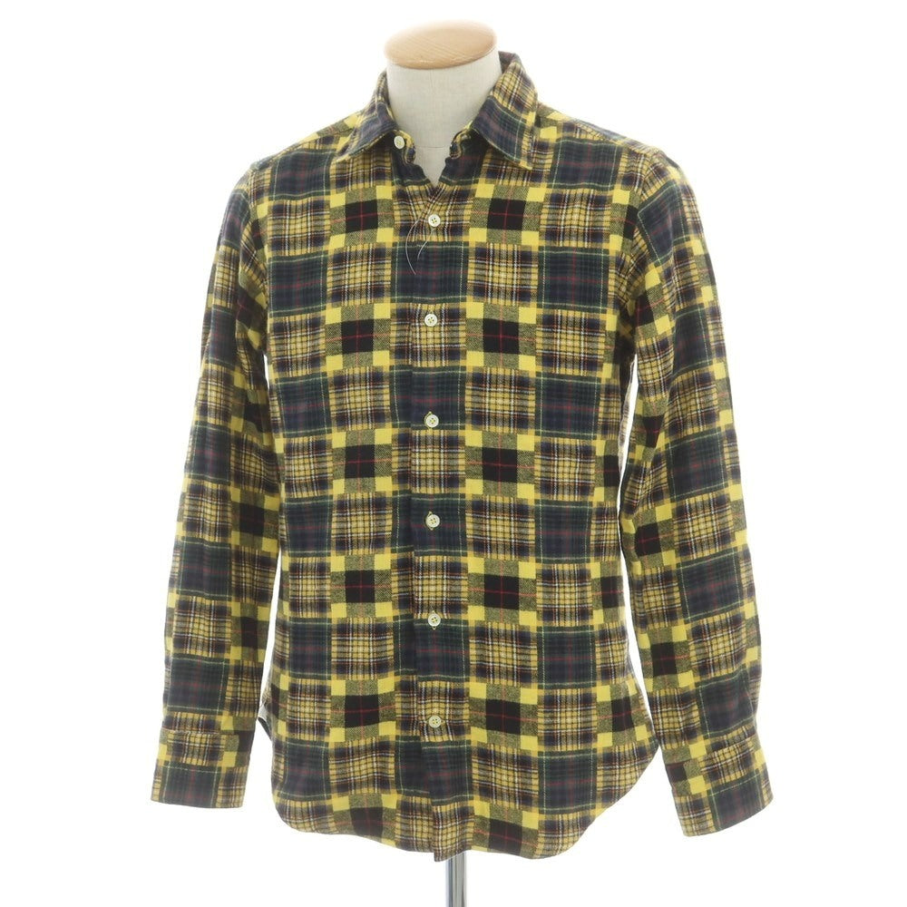 【中古】ジャンネット giannetto コットン チェック カジュアルシャツ イエローxグリーン【 37 】【 状態ランクA 】【 メンズ 】