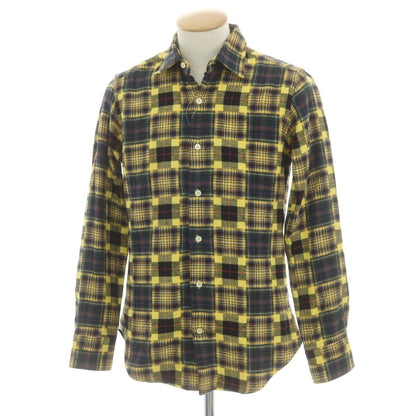【中古】ジャンネット giannetto コットン チェック カジュアルシャツ イエローxグリーン【 37 】【 状態ランクA 】【 メンズ 】