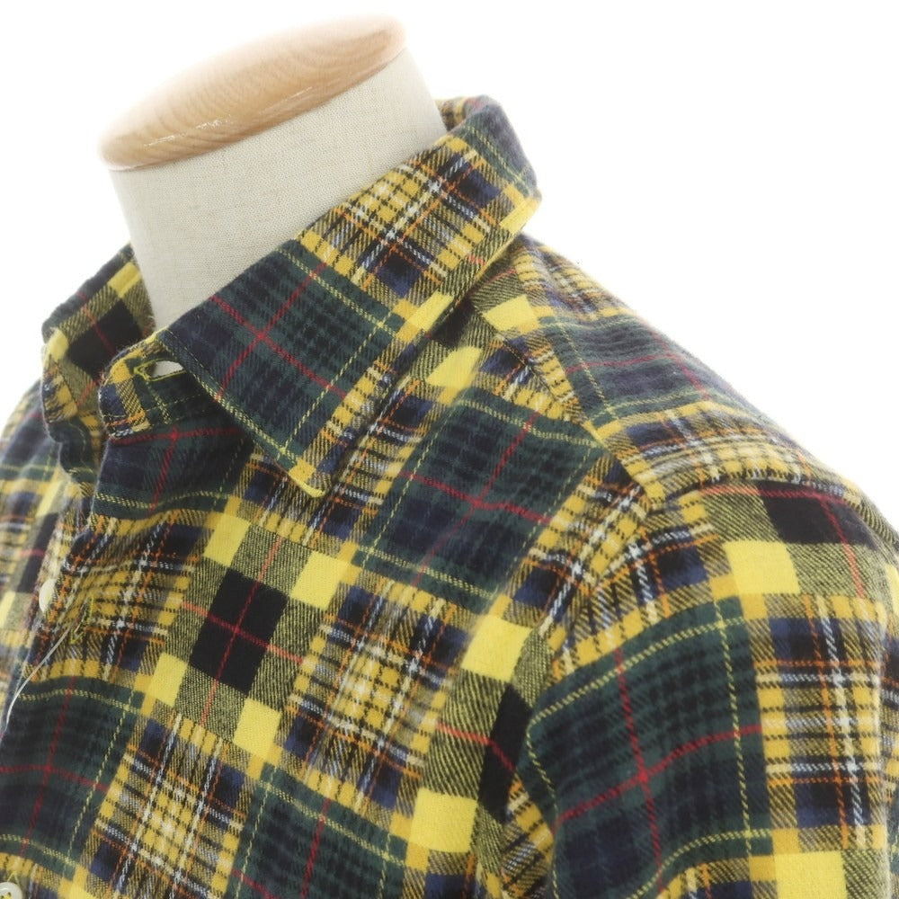【中古】ジャンネット giannetto コットン チェック カジュアルシャツ イエローxグリーン【 37 】【 状態ランクA 】【 メンズ 】
