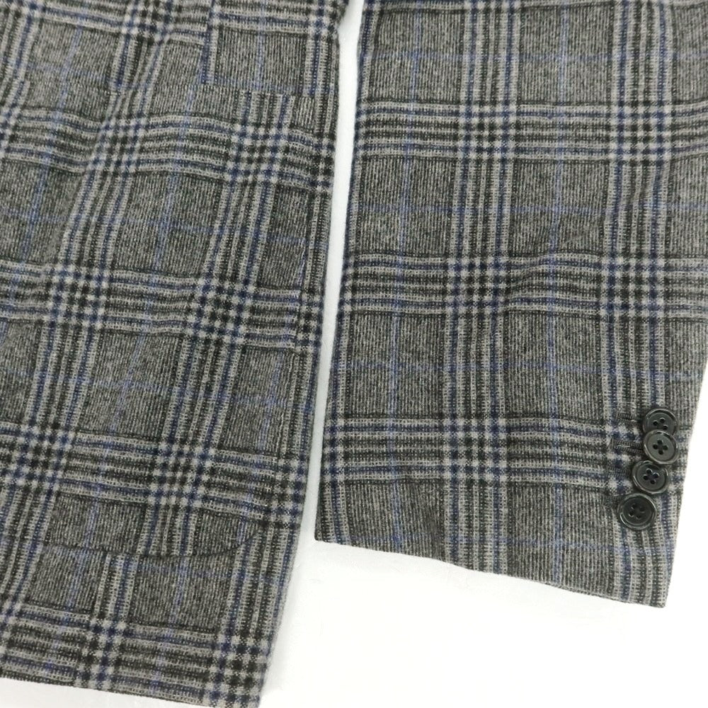【中古】カルーゾ CARUSO ウール チェック ダブル テーラードジャケット グレーxネイビー【 50 】【 状態ランクC 】【 メンズ 】